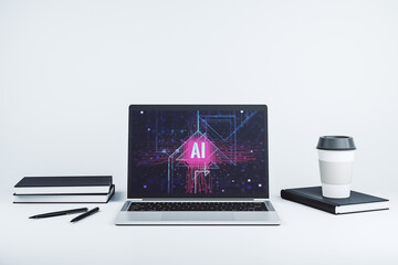 Poster - Creative artificial Intelligence symbol concept on modern computer monitor. 3D Rendering