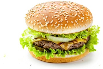 Delicious Big Mac meal with beef, fried onion, lettuce, and bun - Isolated Image