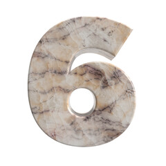 Sticker - Number 6,  3D stone material