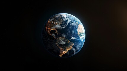 Wall Mural - A striking image of the Earth as viewed from space, with half in darkness and half illuminated by the sun, highlighting the contrast between the thriving natural world and areas impacted