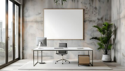 Aufkleber - white frame mockup as the centerpiece of your modern office decor