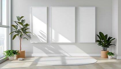 Poster - sophistication to interior design with a white frame mockup against a bright, contemporary backdrop