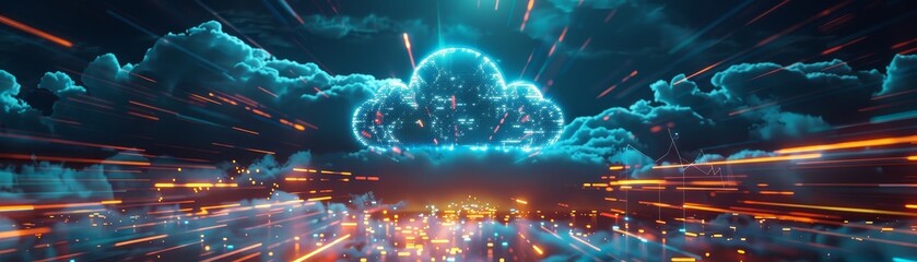 Poster - cloud analytics. concept devops, data symphony, cloud analytics.