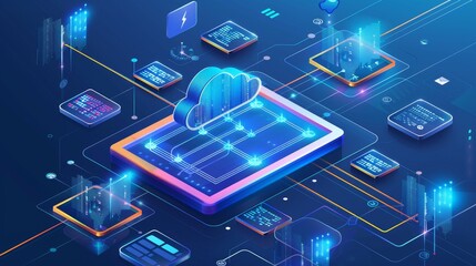 Poster - cloud analytics. concept devops, data symphony, cloud analytics.