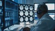 an AI-powered medical imaging system analyzing radiological images to assist radiologists in detecting and diagnosing diseases such as cancer