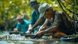 Community Benefits, Local community members benefiting from improved fish stocks and enhanced natural protection due to healthy mangrove ecosystems.