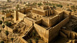 Detailed View of Ancient Mesopotamian Buildings Amidst Palms