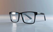 3D rendered creatively designed glasses, ad mockup isolated on a white and gray background.