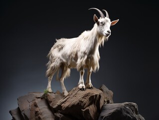 a goat standing on a rock