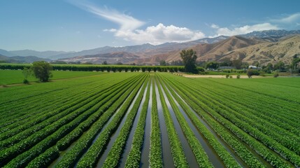 Wall Mural - Recycled Water Use, Fields being irrigated with treated wastewater, emphasizing sustainability in water use.