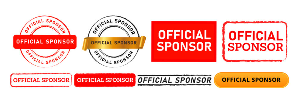 official sponsor square and circle stamp label sticker sign for business marketing advertisement