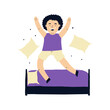 Kindergarten Child Jumping on the Bed