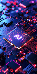 Aufkleber - A computer motherboard with a state-of-the-art AI processor. AI generative.