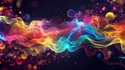 Wall Mural - A visually captivating of colorful dynamic floating waves abstract background 