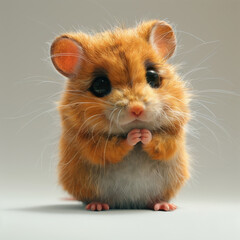 Wall Mural - A cute little hamster with big eyes and a cute little face