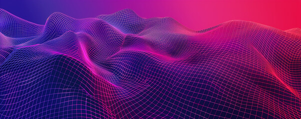Wall Mural - Wild berry gradient from rich purple to vivid magenta in a juicy abstract wireframe bold  fun