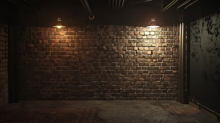 Canvas Print - old dark wall with lights