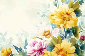 Wall Mural - watercolor flowers background