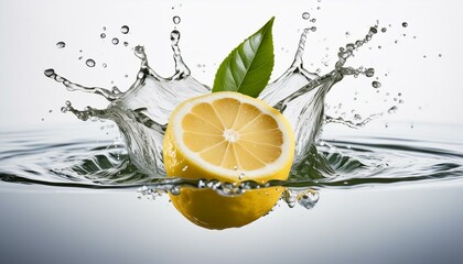 Wall Mural - lemon splash in water