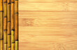 Organic Bamboo background. Eco-friendly background with Bamboo stems on bamboo board texture. Copy space for text