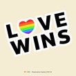 Love wins stickers, LGBT flat style symbols with pride flags, gender signs, retro rainbow, LGBT pride community Symbols, Vector set of LGBTQ, Vector illustration EPS 10