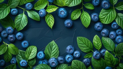 Wall Mural - Logo design template with leaves and blueberries. Natural and organic food badge for holistic medicine centers