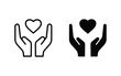 Heart in hand icons vector illustration