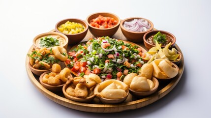 Wall Mural -  A Variety of Delicious Indian Snack Filled on Tray,