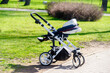 baby stroller in a city Park
