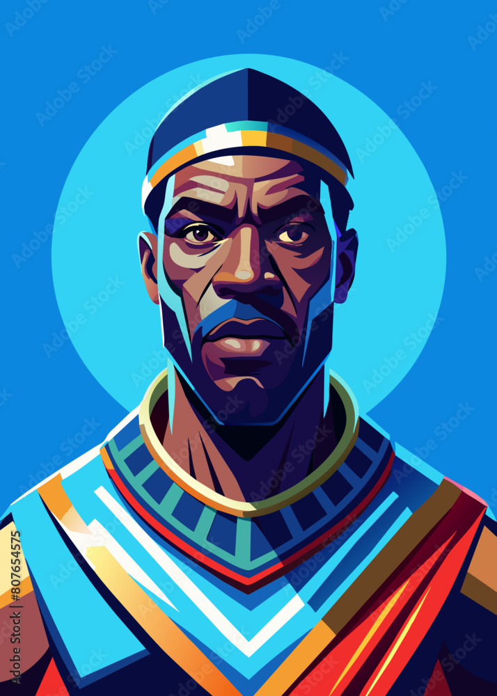 a dignified Angolan man with a commanding presence and eyes that ...
