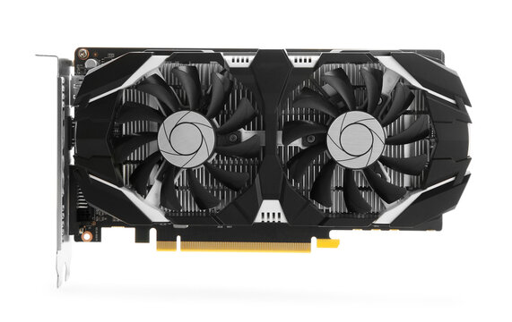 One computer graphics card isolated on white