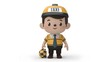 3d Cute boy character in taxi uniform on white background.