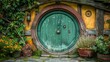View of the Hobbit Door in a forest.AI generated image