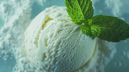 Poster - Homemade Organic Vanilla Ice Cream with Mint : Generative AI