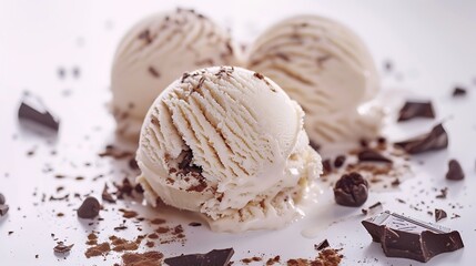 Poster - Scoops of ice cream with pieces of coffee cream dark chocolate and truffle : Generative AI