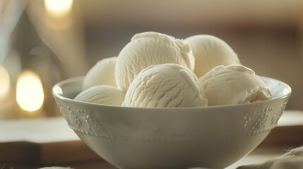 Aufkleber - Bowl with vanilla ice cream balls : Generative AI