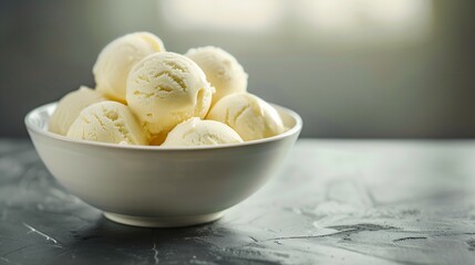 Aufkleber - Bowl with vanilla ice cream balls : Generative AI
