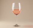 A white base wine glass with a pink glass, in a light brown and light orange style.