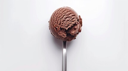 Poster - Ice cream scoop isolated on white background top view image Tasty chocolate desserts concept closeup studio shot Summer desserts chocolate pralines : Generative AI