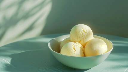 Aufkleber - Bowl with vanilla ice cream balls : Generative AI