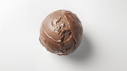 Poster - chocolate ice cream ball isolated on white background top view : Generative AI