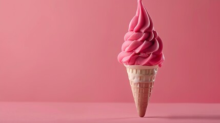 Aufkleber - ice cream cone on a pink background : Generative AI