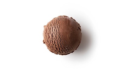 Poster - chocolate ice cream ball isolated on white background top view : Generative AI