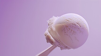 Poster - flying ice cream scoop on purple background : Generative AI