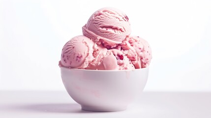 Poster - Tasty strawberry ice cream on white background : Generative AI