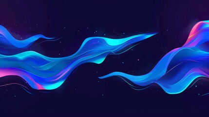 Wall Mural - Waves of smooth, shiny blue modern banners