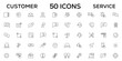 © Artex - Customer service icon set. Containing customer satisfied, assistance, experience, feedback, operator and technical support icons. Thin outline icons pack.