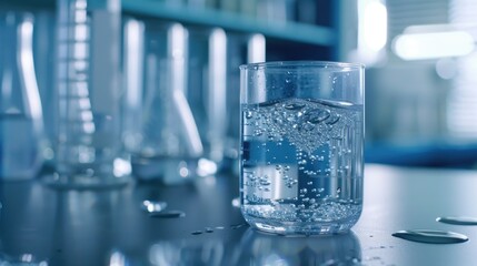 Aufkleber - A glass filled with water on a table, suitable for various concepts