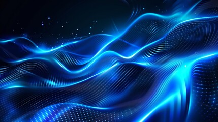 Poster - An abstract background with smooth waves of blue and a halftone pattern.