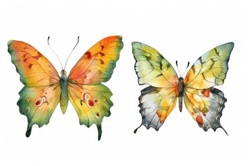 Aufkleber - A painting of two butterflies on a white background. Perfect for nature-themed designs